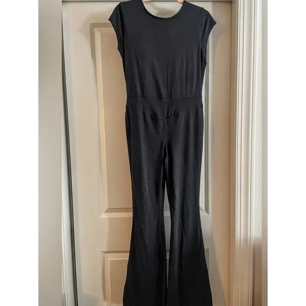 JoyLab Womens Knit Low-Back Flare Active Bodysuit Black Large Jumpsuit - Picture 2 of 5